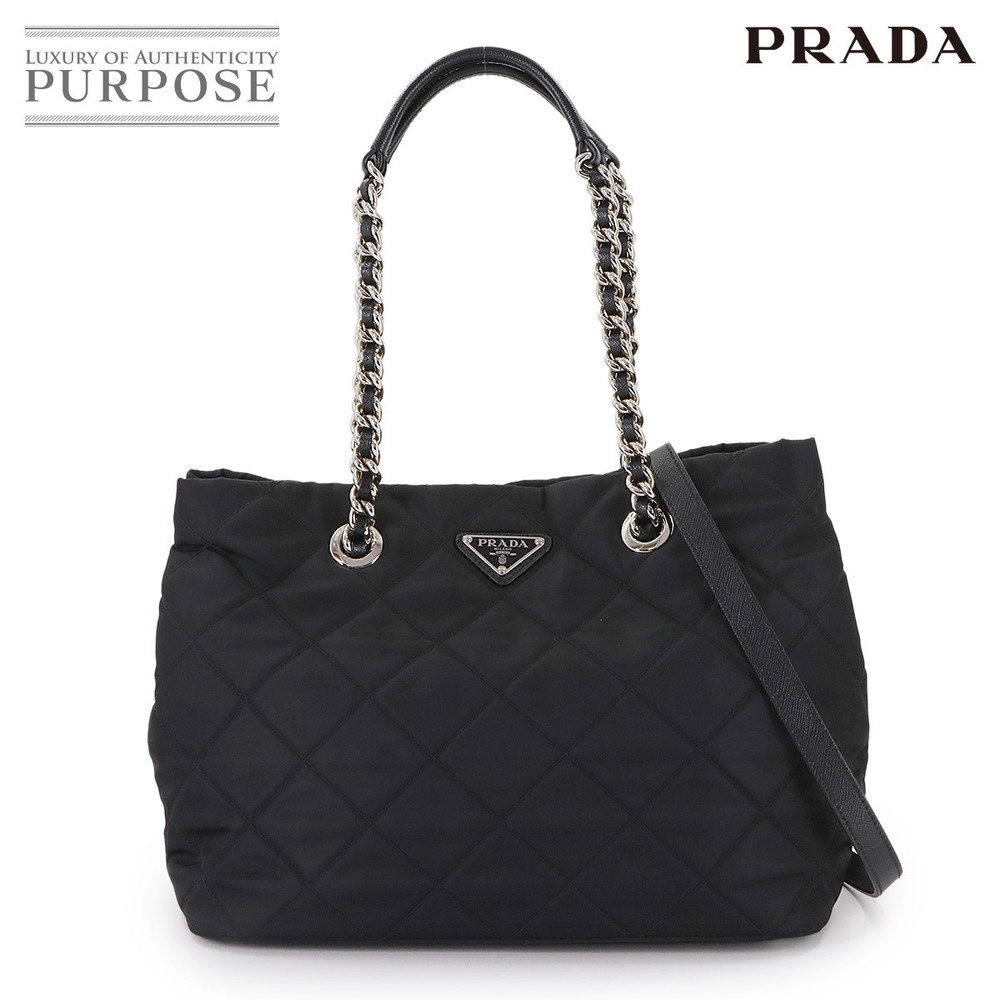 Prada Tote Shoulder Bag Saffiano Leather Nero Black